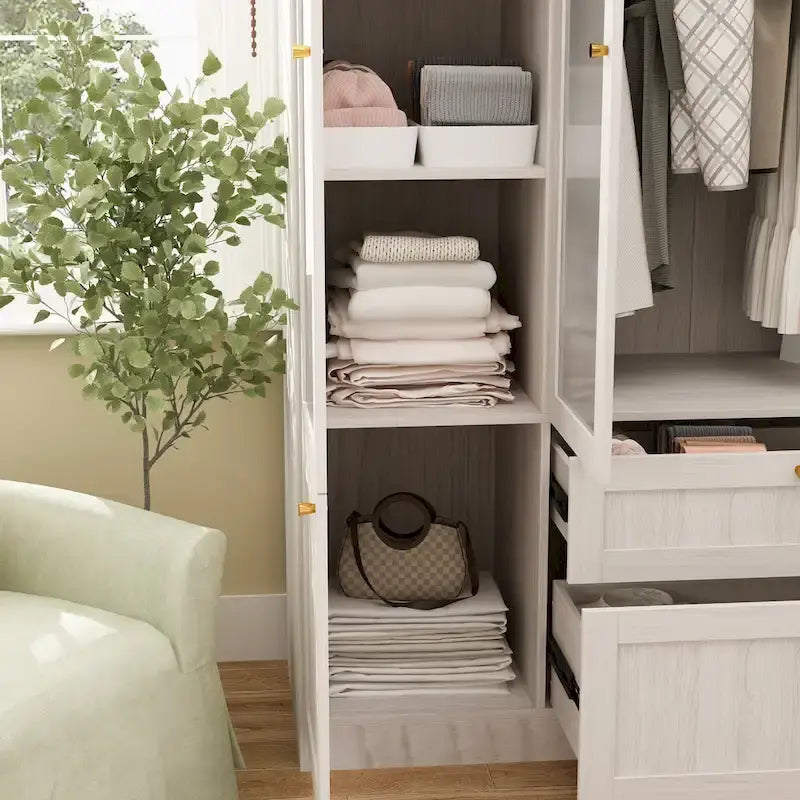 Combo Large Frosted Glass Closet: Versatile Wardrobe Options Armoires