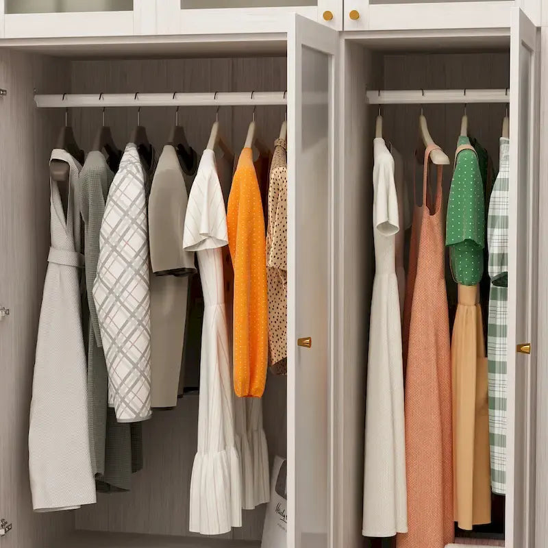 Combo Large Frosted Glass Closet: Versatile Wardrobe Options Armoires
