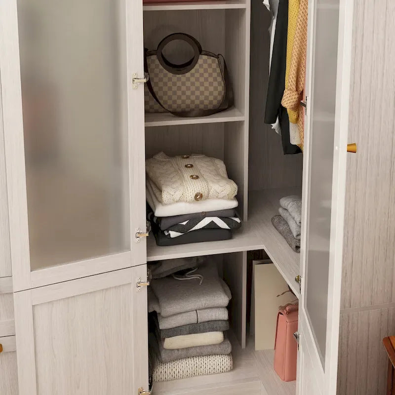 Combo Large Frosted Glass Closet: Versatile Wardrobe Options Armoires