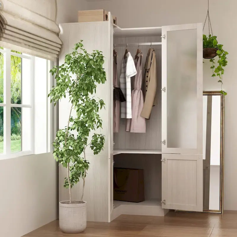 Combo Large Frosted Glass Closet: Versatile Wardrobe Options Armoires