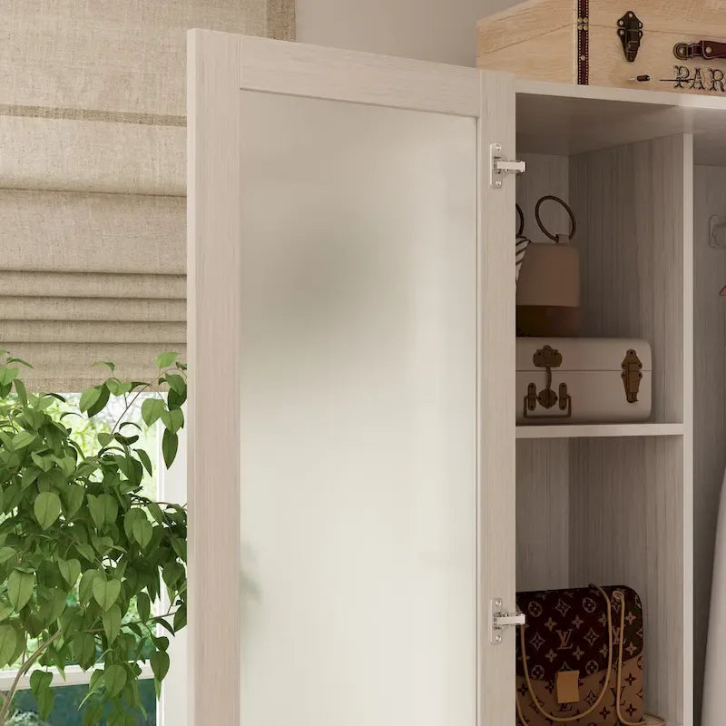 Combo Large Frosted Glass Closet: Versatile Wardrobe Options Armoires
