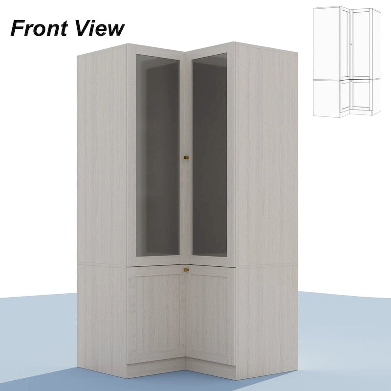 Combo Large Frosted Glass Closet: Versatile Wardrobe Options Armoires