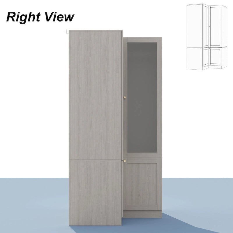 Combo Large Frosted Glass Closet: Versatile Wardrobe Options Armoires