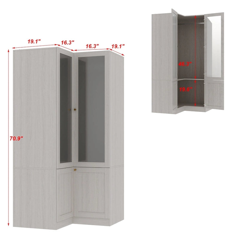 Combo Large Frosted Glass Closet: Versatile Wardrobe Options Armoires