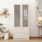 Combo Large Frosted Glass Closet: Versatile Wardrobe Options Armoires
