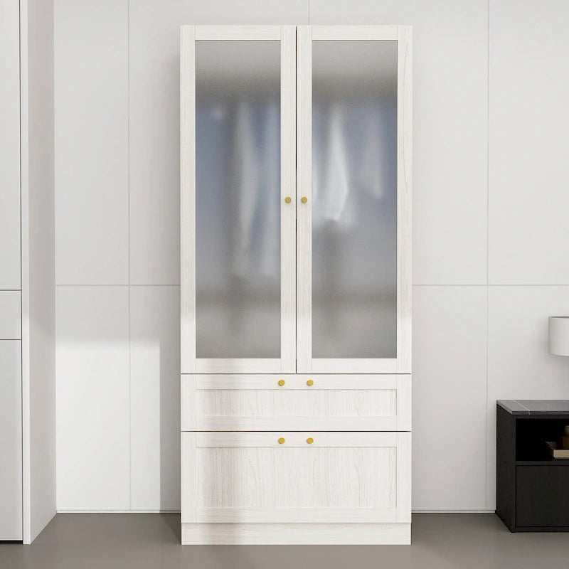 Combo Large Frosted Glass Closet: Versatile Wardrobe Options Armoires