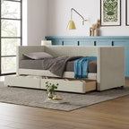 Upholstered Twin Size Daybed with Two Drawers