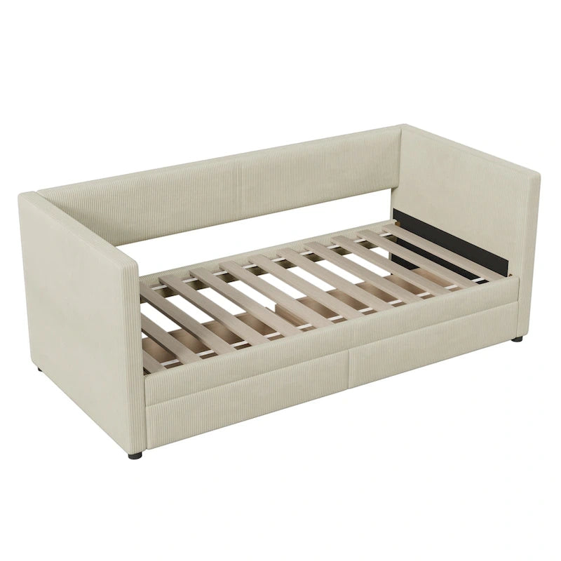 Upholstered Twin Size Daybed with Two Drawers