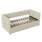 Upholstered Twin Size Daybed with Two Drawers