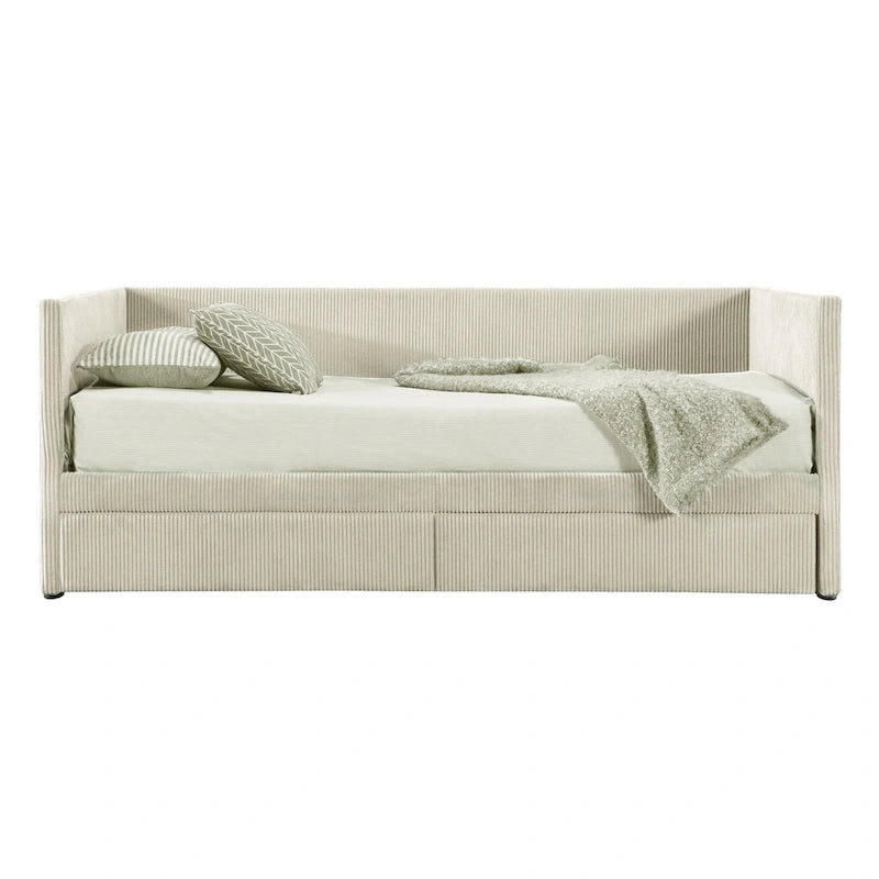 Upholstered Twin Size Daybed with Two Drawers