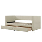 Upholstered Twin Size Daybed with Two Drawers