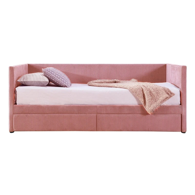 Upholstered Twin Size Daybed with Two Drawers