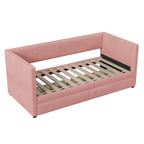 Upholstered Twin Size Daybed with Two Drawers