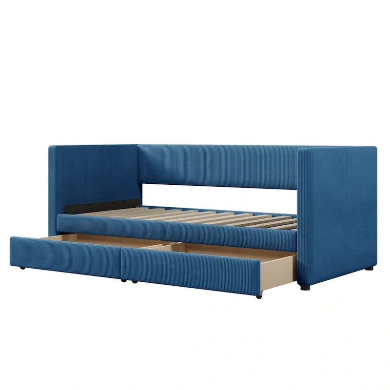 Upholstered Twin Size Daybed with Two Drawers