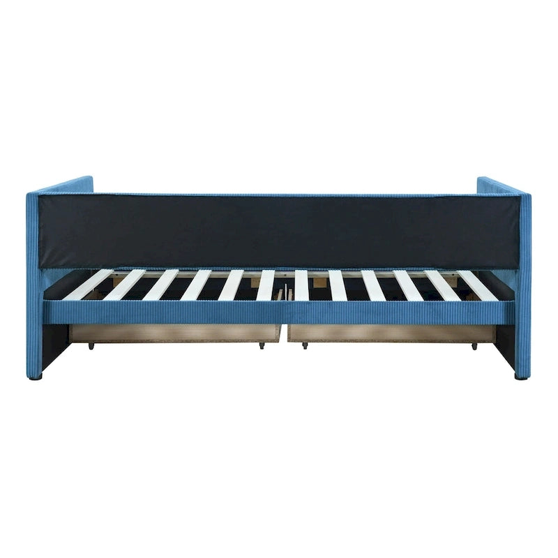 Upholstered Twin Size Daybed with Two Drawers