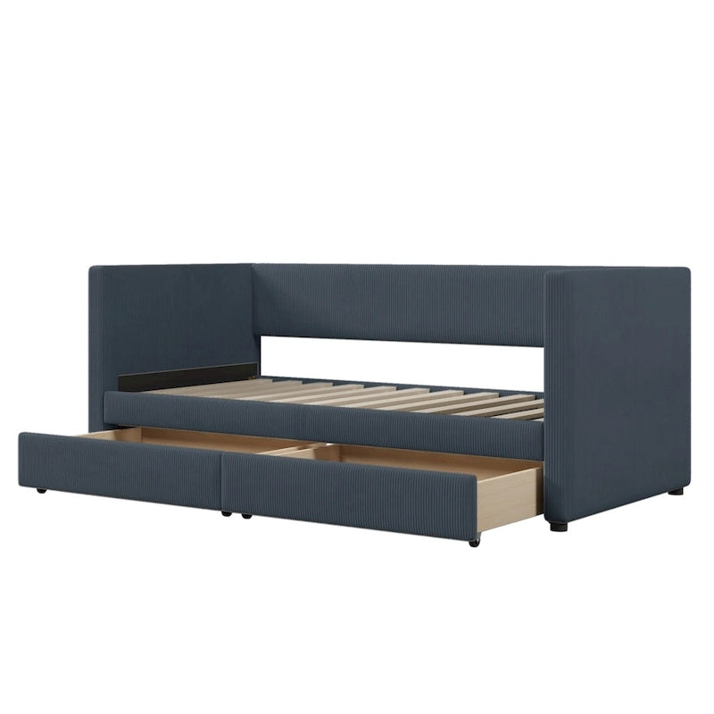 Upholstered Twin Size Daybed with Two Drawers