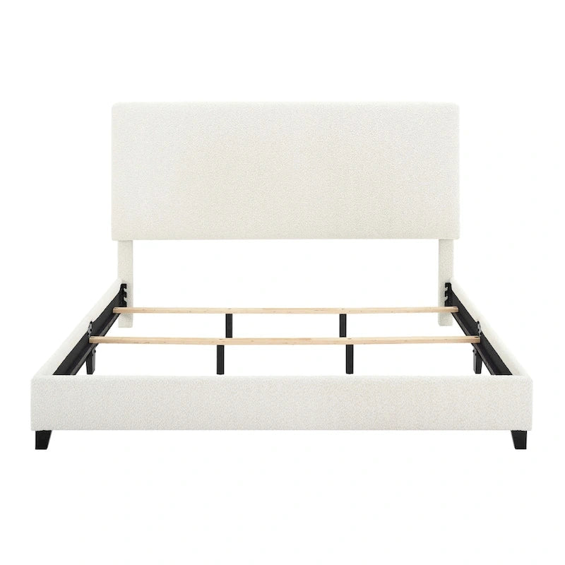 Bridgevine Home Tall White Boucle Panel Headboard Upholstered Platform Bed