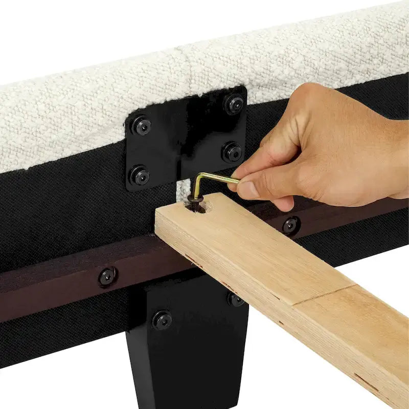 Bridgevine Home Tall White Boucle Panel Headboard Upholstered Platform Bed