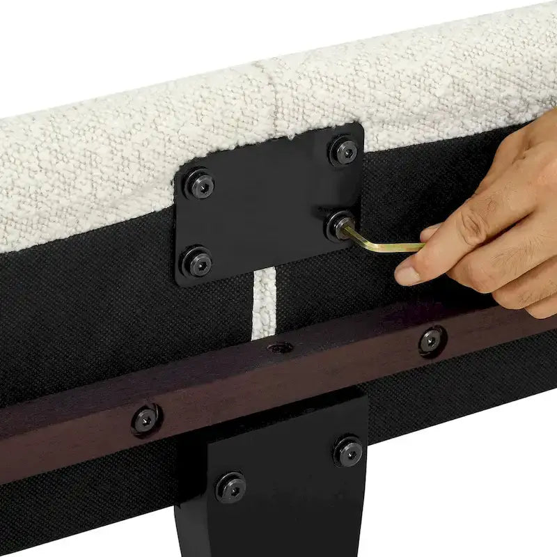 Bridgevine Home Tall White Boucle Panel Headboard Upholstered Platform Bed