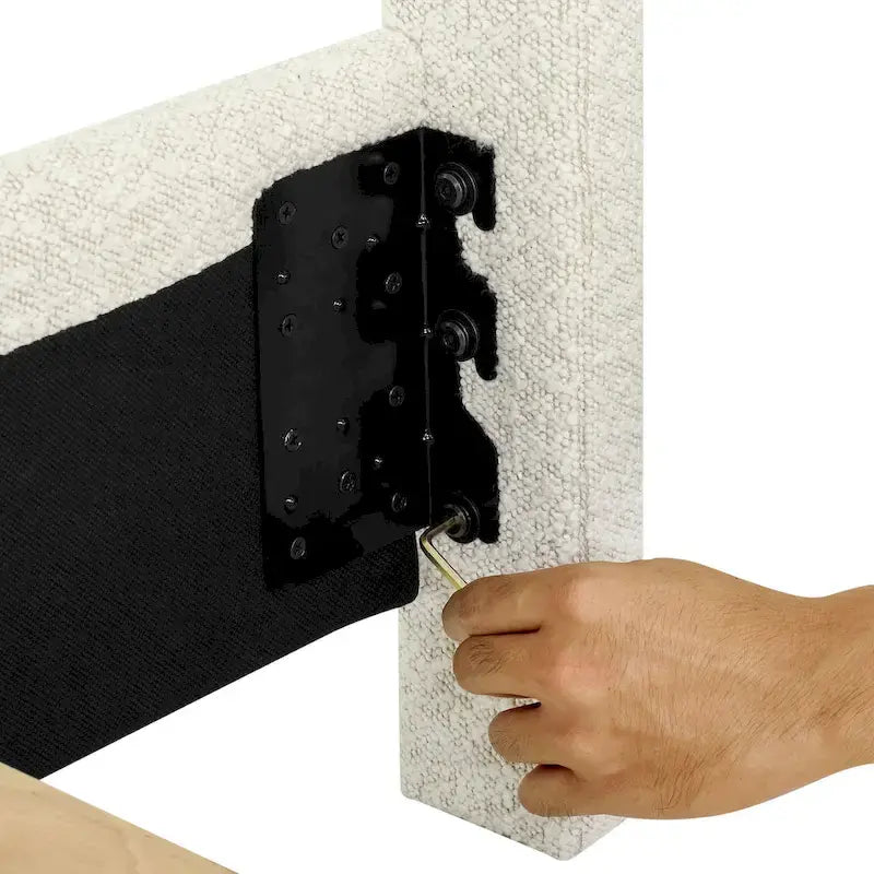 Bridgevine Home Tall White Boucle Panel Headboard Upholstered Platform Bed