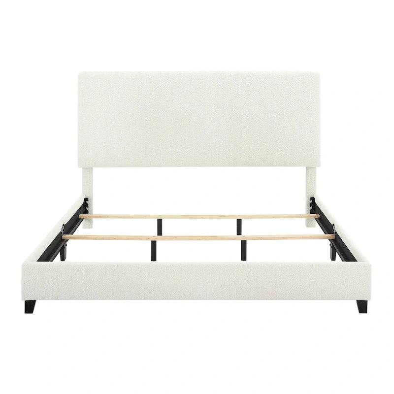 Bridgevine Home Tall White Boucle Panel Headboard Upholstered Platform Bed