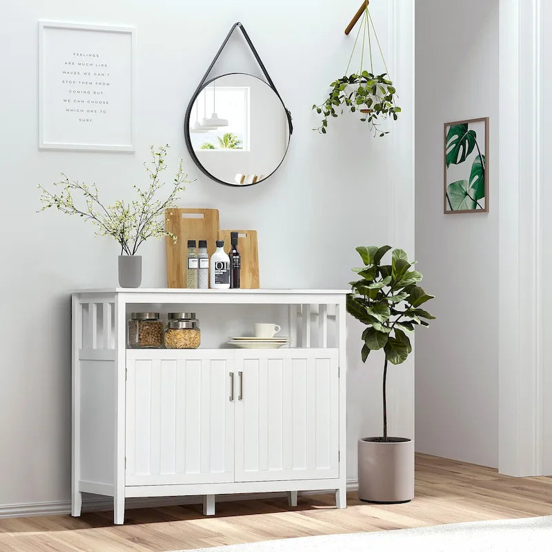 HOMCOM Sideboard Buffet Server Table with 2 Doors, Kitchen Storage Cabinet with Adjustable Shelves for Kitchen and Dining Room