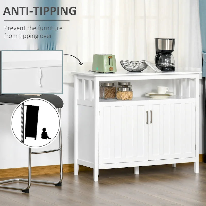 HOMCOM Sideboard Buffet Server Table with 2 Doors, Kitchen Storage Cabinet with Adjustable Shelves for Kitchen and Dining Room