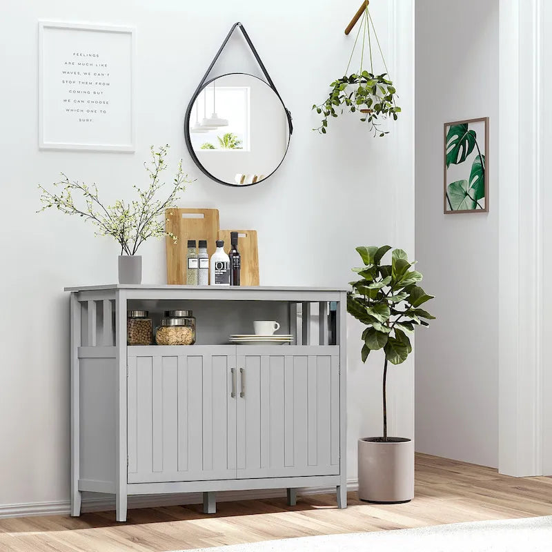 HOMCOM Sideboard Buffet Server Table with 2 Doors, Kitchen Storage Cabinet with Adjustable Shelves for Kitchen and Dining Room