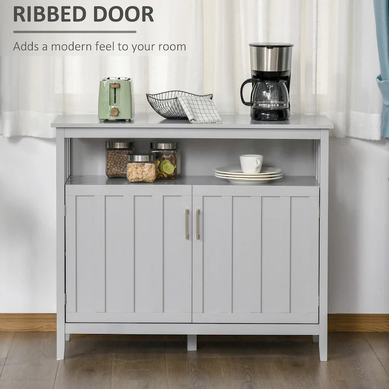 HOMCOM Sideboard Buffet Server Table with 2 Doors, Kitchen Storage Cabinet with Adjustable Shelves for Kitchen and Dining Room