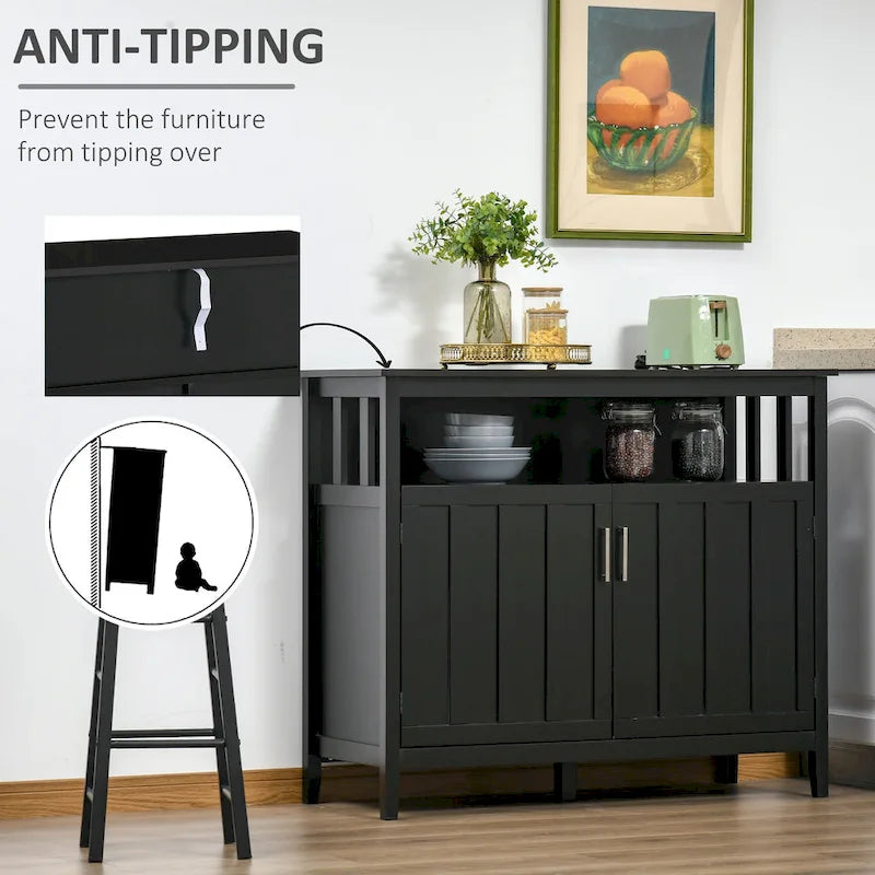 HOMCOM Sideboard Buffet Server Table with 2 Doors, Kitchen Storage Cabinet with Adjustable Shelves for Kitchen and Dining Room