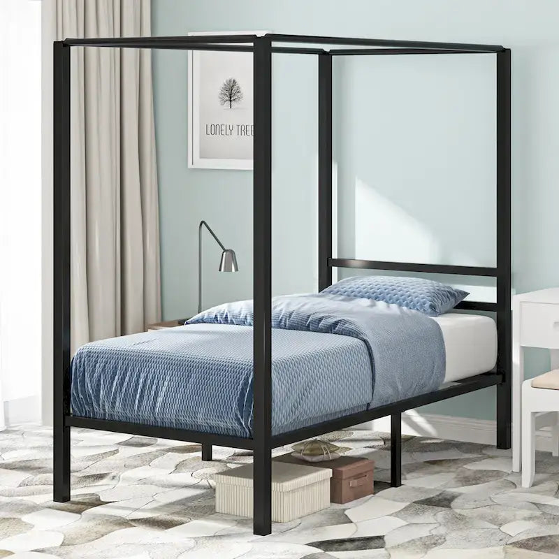 Twin/King Metal Canopy Platform Bed Frame