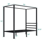 Twin/King Metal Canopy Platform Bed Frame