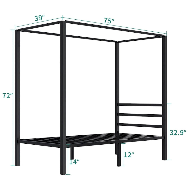 Twin/King Metal Canopy Platform Bed Frame