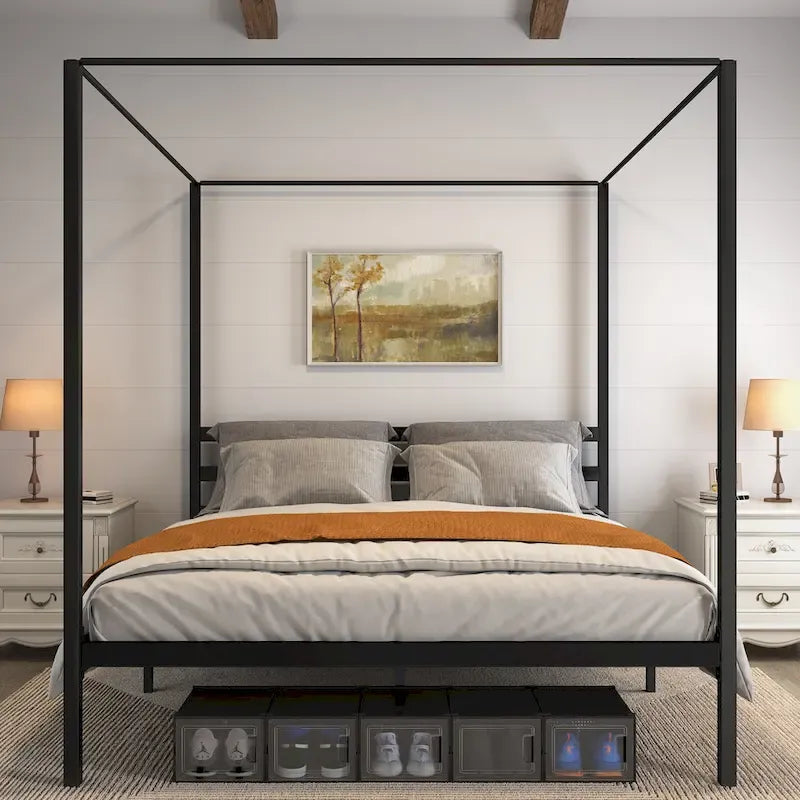 Twin/King Metal Canopy Platform Bed Frame