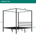 Twin/King Metal Canopy Platform Bed Frame
