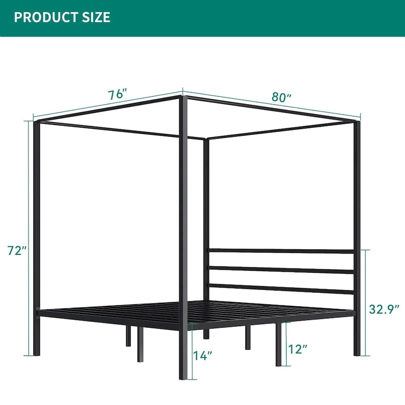 Twin/King Metal Canopy Platform Bed Frame