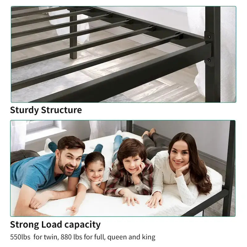 Twin/King Metal Canopy Platform Bed Frame