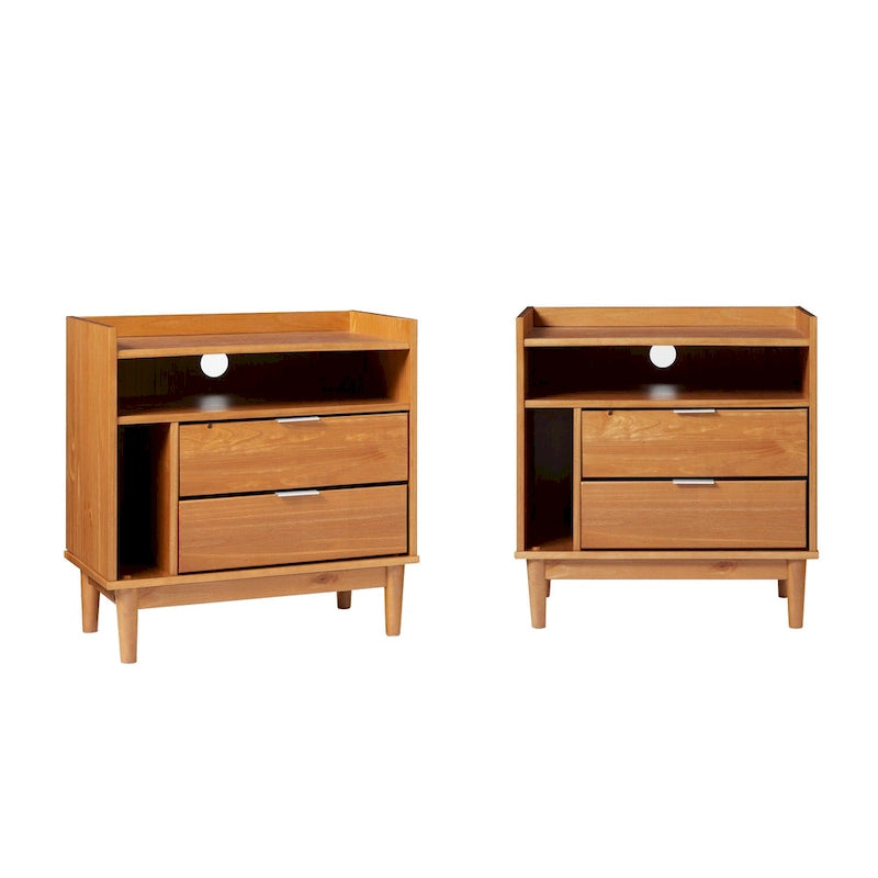 Middlebrook Modern Gallery-Top Solid Wood Nightstand (Set of 2)