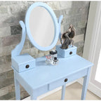 Roundhill Furniture Moniys Wood Moniya Makeup Vanity Table and Stool Set