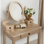 Roundhill Furniture Moniys Wood Moniya Makeup Vanity Table and Stool Set