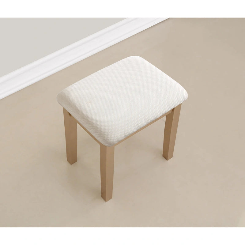 Roundhill Furniture Moniys Wood Moniya Makeup Vanity Table and Stool Set