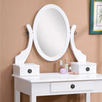 Roundhill Furniture Moniys Wood Moniya Makeup Vanity Table and Stool Set