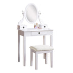 Roundhill Furniture Moniys Wood Moniya Makeup Vanity Table and Stool Set