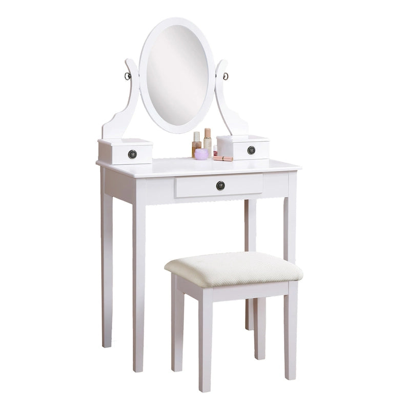 Roundhill Furniture Moniys Wood Moniya Makeup Vanity Table and Stool Set