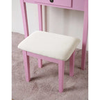 Roundhill Furniture Moniys Wood Moniya Makeup Vanity Table and Stool Set