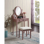 Roundhill Furniture Moniys Wood Moniya Makeup Vanity Table and Stool Set
