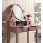 Roundhill Furniture Moniys Wood Moniya Makeup Vanity Table and Stool Set