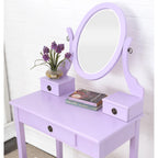 Roundhill Furniture Moniys Wood Moniya Makeup Vanity Table and Stool Set