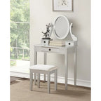 Roundhill Furniture Moniys Wood Moniya Makeup Vanity Table and Stool Set