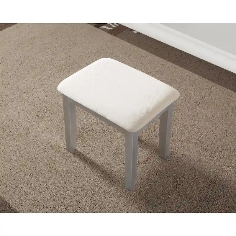 Roundhill Furniture Moniys Wood Moniya Makeup Vanity Table and Stool Set